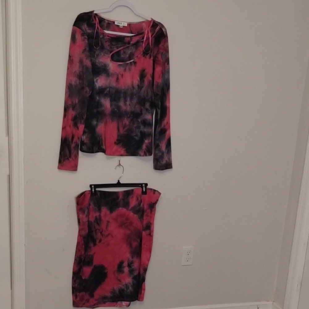 Love Pink and Black Mini Pencil Skirt Set